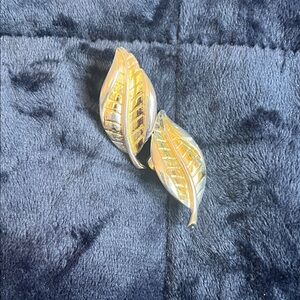 Vintage Gold and Silver Leaf Earrings